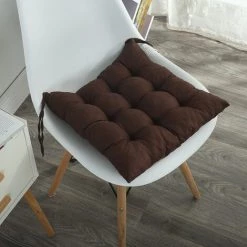OCXIN Lot De 2 Coussins De Chaise Avec Attaches, 40 X 40 Cm/16" X 16" Carré Antidérapant Confortable Coussin De Siège Lavable Pour Intérieur Extérieur Maison Cuisine Chaise Voiture Canapé (café, 2 Pièces 16" X 16") -France Coussin et housse de coussin Soldes Boutique 66965934 3