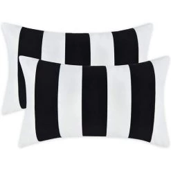 OCXIN Taie D'oreiller 30 X 50 Cm, Lot De 2 Taies D'oreiller à Rayures Douces Pour Canapé Chambre à Coucher Noir Blanc (noyau D'oreiller Non Inclus)