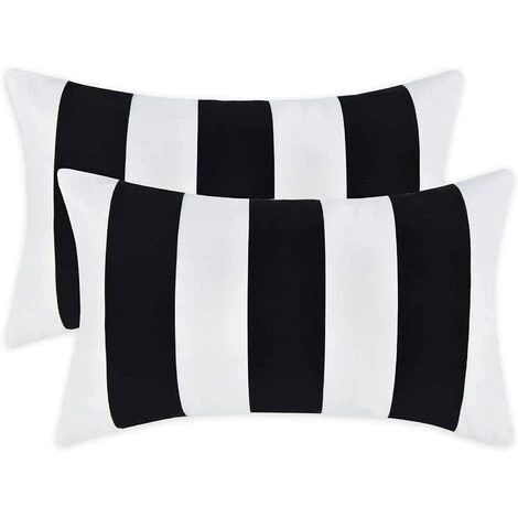 OCXIN Taie D'oreiller 30 X 50 Cm, Lot De 2 Taies D'oreiller à Rayures Douces Pour Canapé Chambre à Coucher Noir Blanc (noyau D'oreiller Non Inclus) 1 OCXIN Taie D'oreiller 30 X 50 Cm, Lot De 2 Taies D'oreiller à Rayures Douces Pour Canapé Chambre à Coucher Noir Blanc (noyau D'oreiller Non Inclus)