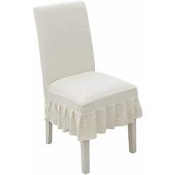 FLETéçA Housses De Chaise 2 Pièces, Housses De Chaise De Protection Classiques élastiques, Housses De Chaise Extensibles, Housses De Chaise, Pour La Maison, La Salle à Manger, Le Bouquet De Mariage, L'hôtel (blanche)