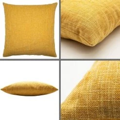OCXIN Lot De 2 Housses De Coussin, Housse De Coussin En Jute, 45 X 45 Cm, Housse De Coussin Décorative, Housse De Coussin Décorative Sans Rembourrage, Pour Voitures, Salons, Chambres, Bureaux, Jaune -France Coussin et housse de coussin Soldes Boutique 67204611 3