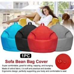 CESIèCLEFOU Pouf Poire Adulte Et Enfants, Pouf Géant Sans Remplissage, Coussin De Sol Pouf De Salon, Grande Fauteuil De Salon Pour Intérieur Et Extérieur, 70x80cm Bleu Ciel Lefou -France Coussin et housse de coussin Soldes Boutique 67256761 5