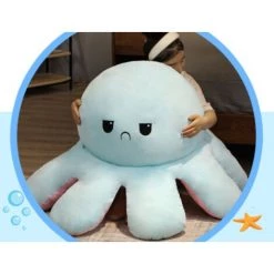 WIAN Coussin De Pieuvre Rose à Bleu Clair [40 Cm] Petit Poulpe Réversible Double Face Qui Change De Visage Octopus Happy Angry Coussin En Peluche -France Coussin et housse de coussin Soldes Boutique 67314801 5