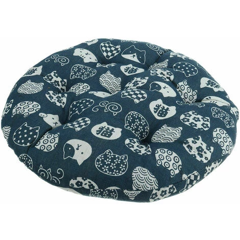 TANèTUE Coussin De Chaise Rond En Coton 40x40cm Coussin Plus épais Tapis De Siège De Bureau Chat Bleu 1 TANèTUE Coussin De Chaise Rond En Coton 40x40cm Coussin Plus épais Tapis De Siège De Bureau Chat Bleu