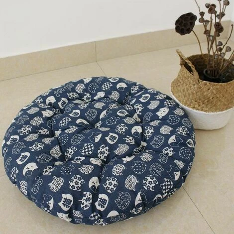 TANèTUE Coussin De Chaise Rond En Coton 40x40cm Coussin Plus épais Tapis De Siège De Bureau Chat Bleu 5 TANèTUE Coussin De Chaise Rond En Coton 40x40cm Coussin Plus épais Tapis De Siège De Bureau Chat Bleu – Image 5