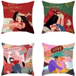 THSINDE Taies D'oreiller Saint Valentin 45,7 X 45,7 Cm, Lot De 4 Taies D'oreiller Taie D'oreiller (C)