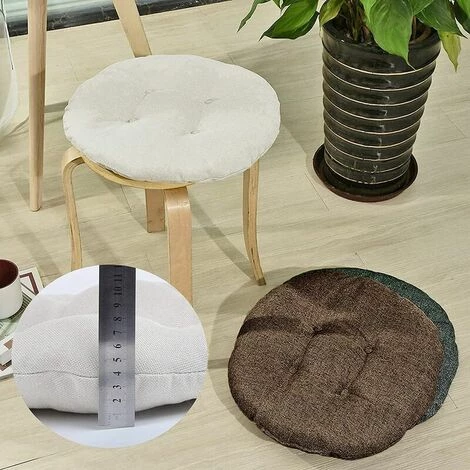 ENLENK Rond Coussin De Chaise Galette De Chaise Pour Maison Bureau Jardin Coussin Decoratif Pour Terrasse Tatami Siège Intérieur Extérieur, Beige 40 * 40cm 3 ENLENK Rond Coussin De Chaise Galette De Chaise Pour Maison Bureau Jardin Coussin Decoratif Pour Terrasse Tatami Siège Intérieur Extérieur, Beige 40 * 40cm – Image 3