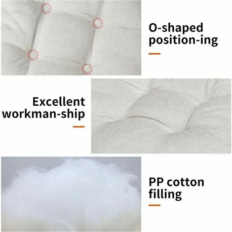 ENLENK Rond Coussin De Chaise Galette De Chaise Pour Maison Bureau Jardin Coussin Decoratif Pour Terrasse Tatami Siège Intérieur Extérieur, Beige 40 * 40cm 4 ENLENK Rond Coussin De Chaise Galette De Chaise Pour Maison Bureau Jardin Coussin Decoratif Pour Terrasse Tatami Siège Intérieur Extérieur, Beige 40 * 40cm – Image 4