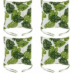 LLOVE Ensemble De 4 Coussins De Chaise à Manger, Chaises De Siège Avec Des Liens Confortable Assise Carrée Coussin De Siège Intérieur Intérieur Coussin Pour La Maison, Cuisine, Salle à Manger, Bureau 38 X 38cm (E)