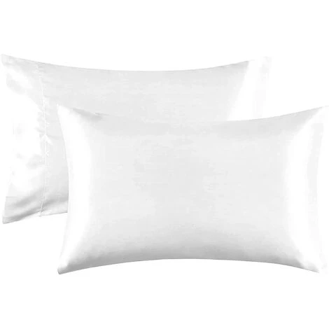 SUPERSELLER Mobilier D'intérieur Taies D'oreiller En Satin De Soie Doux Pour Les Cheveux Et La Peau, Taie D'oreiller En Soie Simulée Lavable - Blanc - 20po * 26po - 2PCS 1 SUPERSELLER Mobilier D'intérieur Taies D'oreiller En Satin De Soie Doux Pour Les Cheveux Et La Peau, Taie D'oreiller En Soie Simulée Lavable - Blanc - 20po * 26po - 2PCS