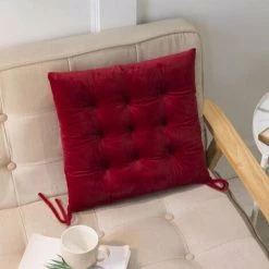 Cisea 40 * 40 * 7 Cm Chaise De Salle à Manger Coussin De Siège Cravates Carré épais Coussin D'appoint Bureau Jardin Cuisine (vin Rouge)