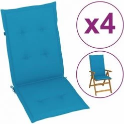 VidaXL Coussin De Chaise De Jardin 4 Pcs Bleu 120 X 50 X 3 Cm - Bleu