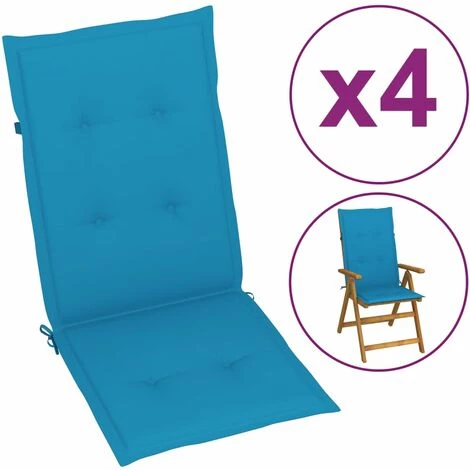 VidaXL Coussin De Chaise De Jardin 4 Pcs Bleu 120 X 50 X 3 Cm - Bleu 1 VidaXL Coussin De Chaise De Jardin 4 Pcs Bleu 120 X 50 X 3 Cm - Bleu