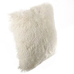 Coussin Imitation Fourrure Poil Long écru, 40 X 40 Cm -PEGANE-