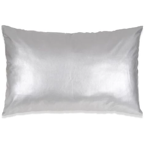 Jeu De Coussin 2 Pcs PU 40 X 60 Cm Argenté VidaXL 2 Jeu De Coussin 2 Pcs PU 40 X 60 Cm Argenté VidaXL – Image 2