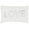 RIDEAUDISCOUNT Housse De Coussin 30 X 50 Cm Déhoussable Suédine Effet Velours Motif Love Brodé Blanc - Blanc