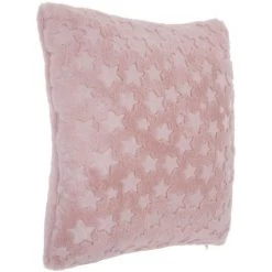 Atmosphera - Coussin Décoratif Déhoussable En Fourrure Rose Avec étoiles 40 X 40 Cm - Rose