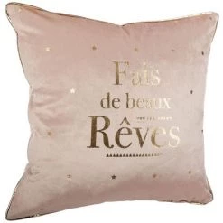 Atmosphera - Coussin Décoratif Déhoussable Rêves Dorés 40 X 40 Cm - Rose